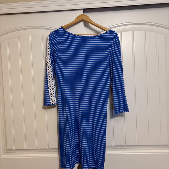 Lilly Pulitzer Marlowe Dress Large Beckon Blue Breeze Stripe NWT NEW Ribbed Lace - Picture 3 of 3